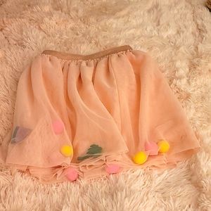 Girl pink tutu skirt with yellow and pink balls, palm 🌴  and watermelon 🍉 in